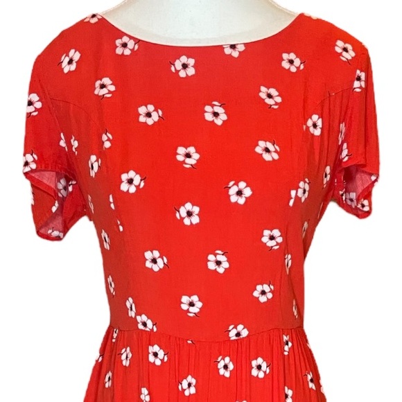Gap Red Floral Mini Dress Size 4 - Picture 3 of 5